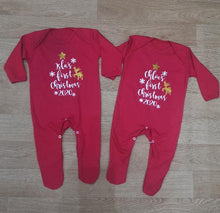 Load image into Gallery viewer, First Christmas Romper/Bib Set - Girl