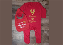 Load image into Gallery viewer, First Christmas Romper/Bib Set - Boy