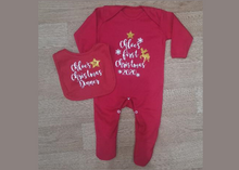 Load image into Gallery viewer, First Christmas Romper/Bib Set - Girl